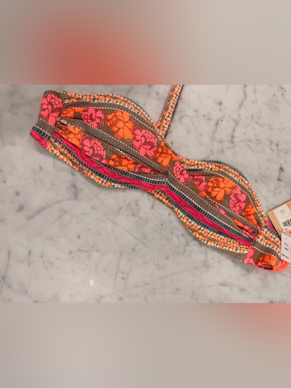 Eidon Neon Floral Bikini Top with Cream Lining 0327